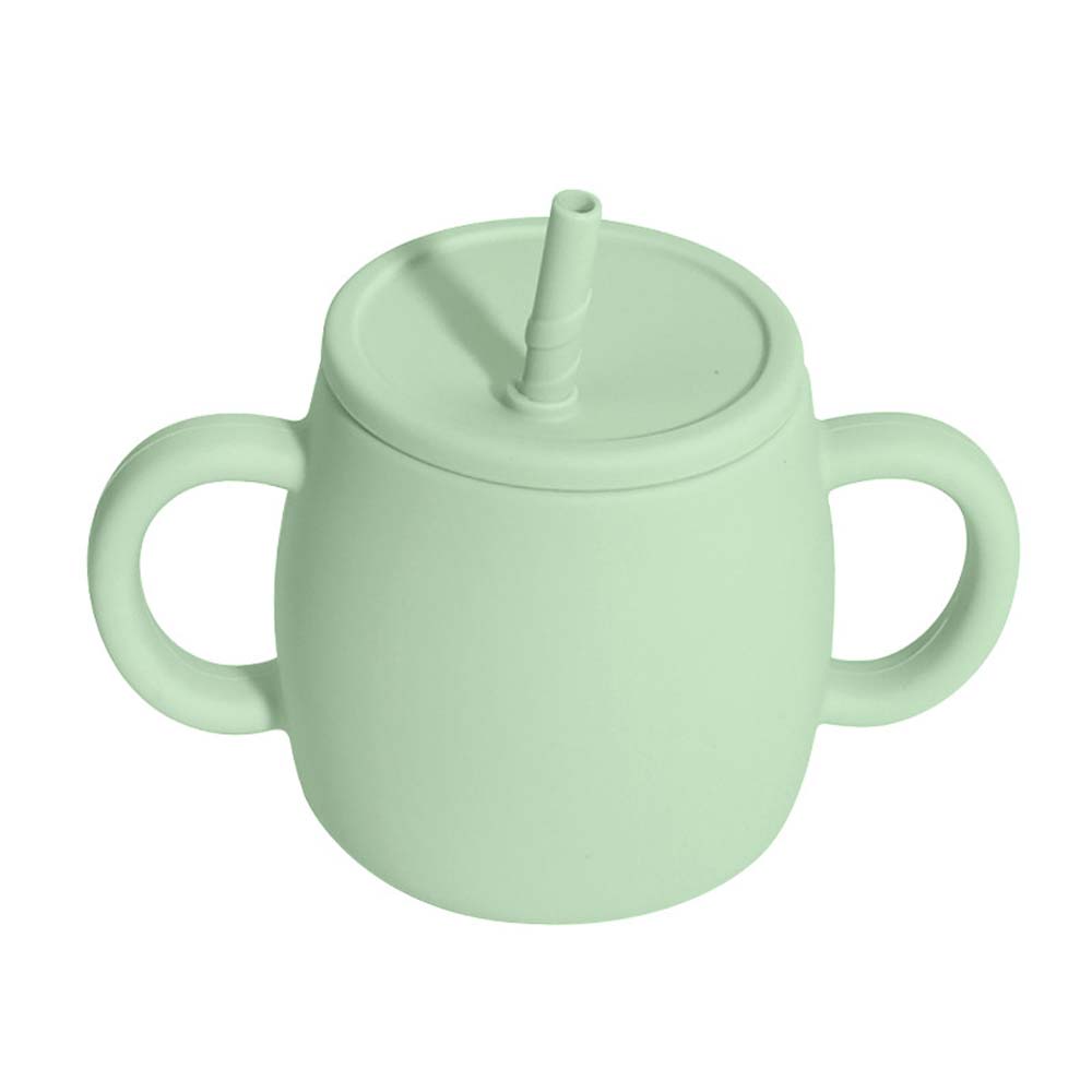 silicone learning cup with straw child anti-drop high temperature training cup baby silicone cup with lid 8