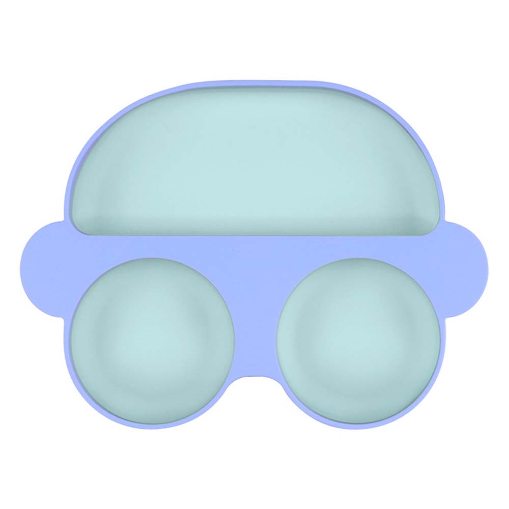 Children's silicone meal plate ins cartoon car baby dinner plate integrated compartment food supplement baby tableware