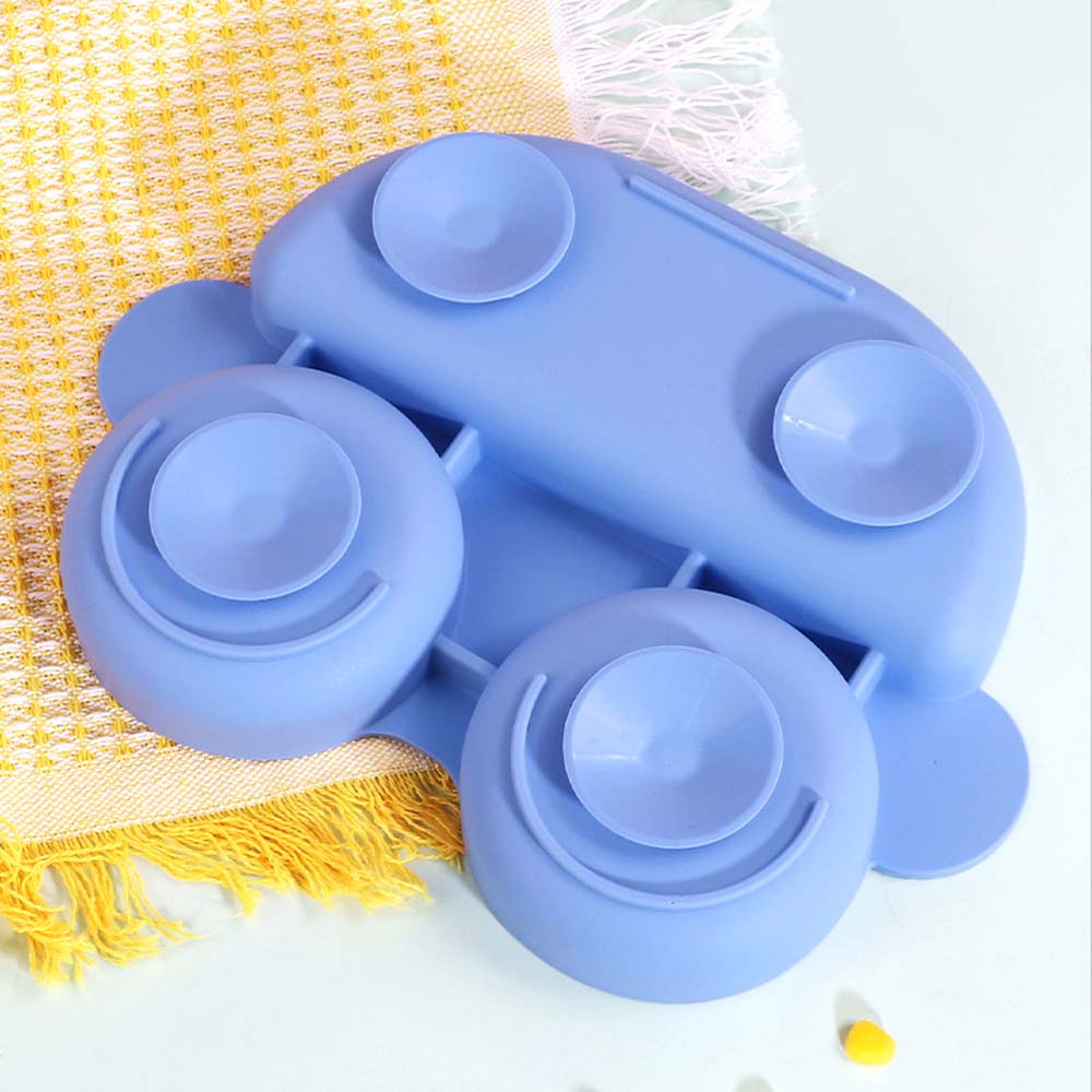 Children's silicone meal plate ins cartoon car baby dinner plate integrated compartment food supplement baby tableware 2