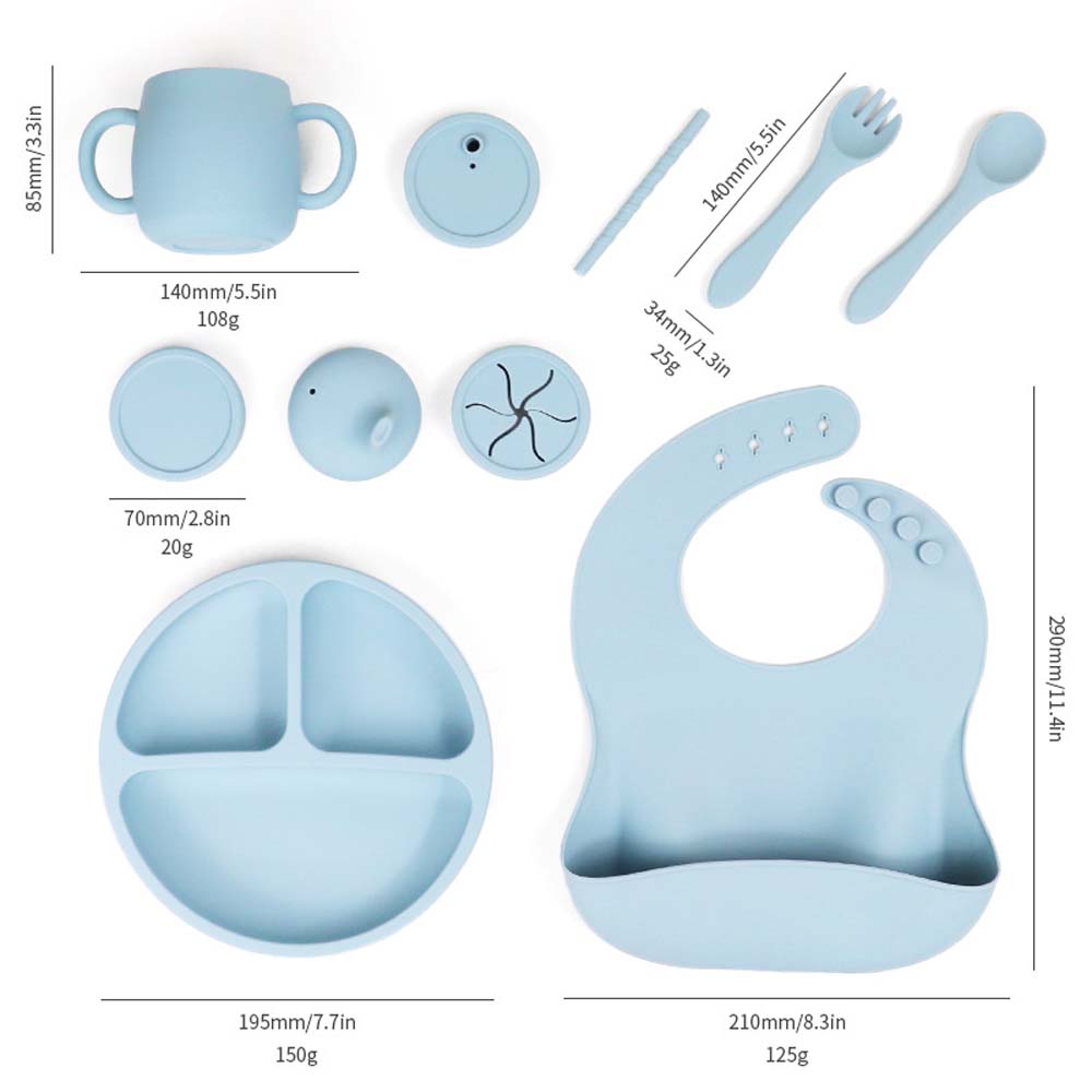 Silicone set full set of children's meal plate divider plate baby bib baby plate complementary food mother and baby products 2