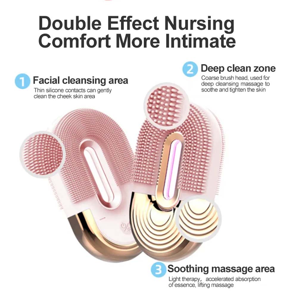 Waterproof Facial Cleaning Exfoliator Cosmetics Equipment Home Use Silicone Electric Face Cleaner Brush Beauty Device 4