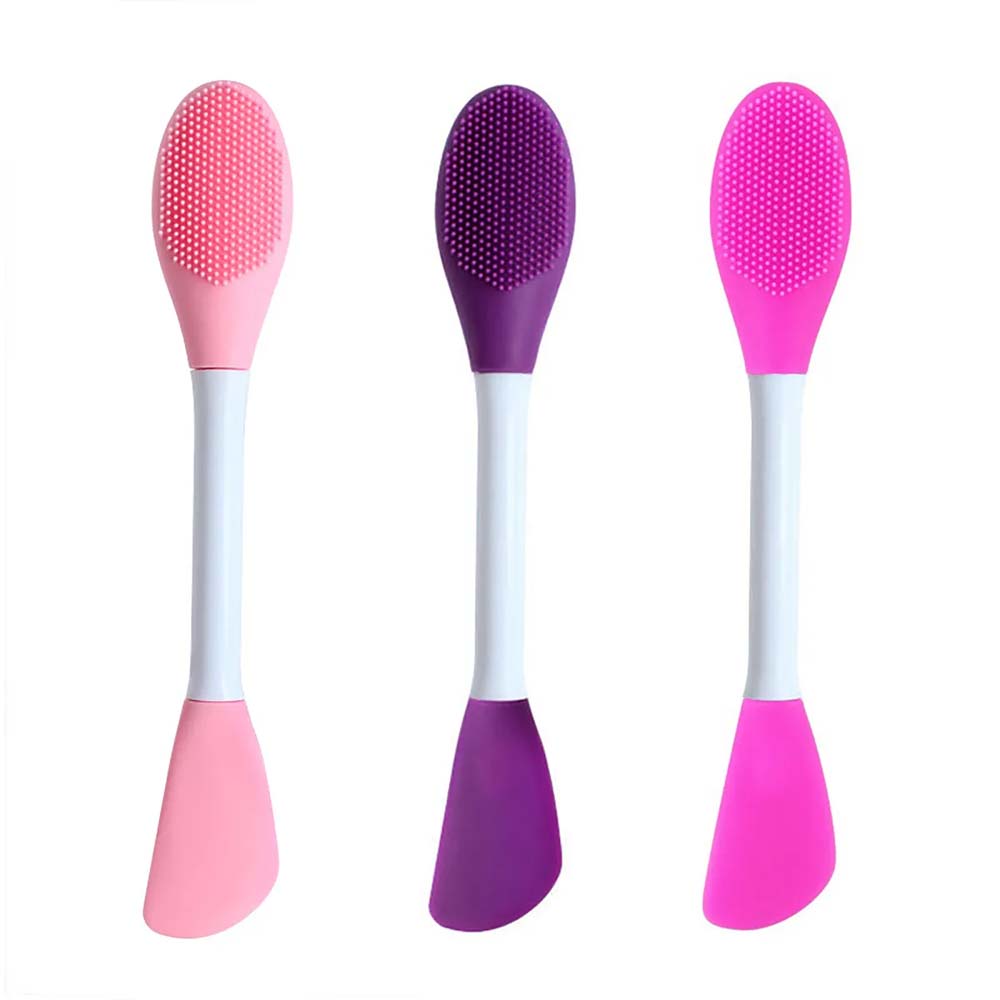 Cosmetic Beauty Tool Double-Ended Silicone Face Mud Mask Brush Applicator for Cream Lotion Moisturizer