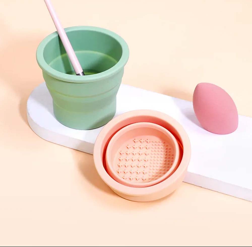 Foldable Beauty Cleaning Tools Silicone Makeup Brush Cleaning Bowl Cosmetic Brush Cleaner Pad 4