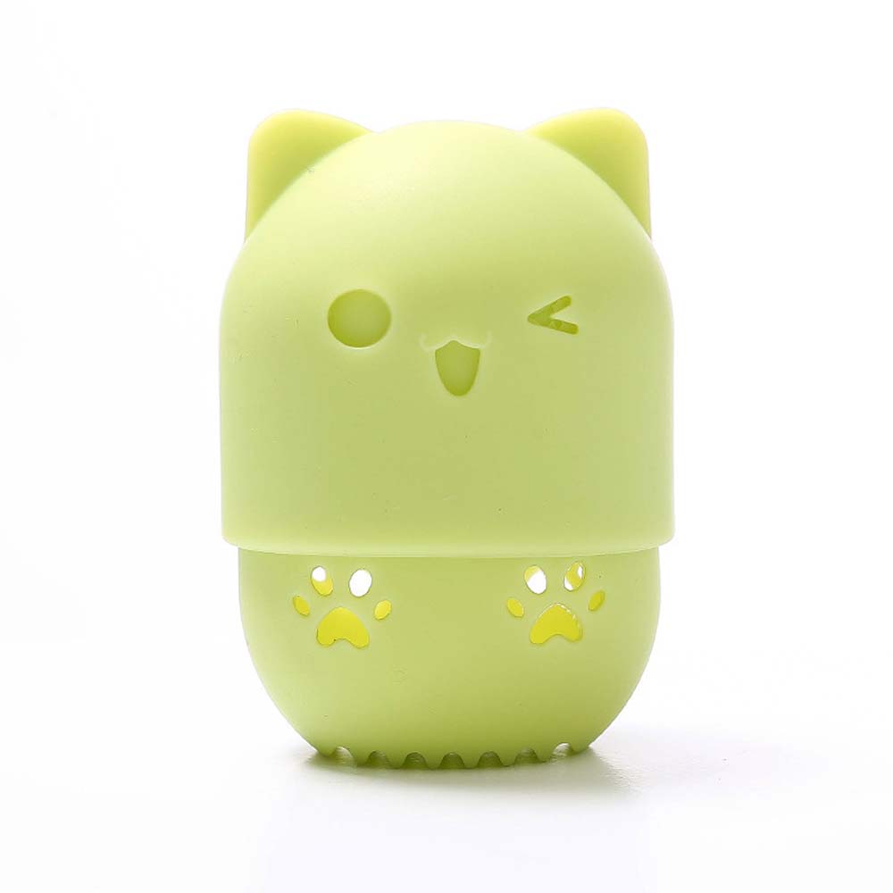 Travel portable silicone cat puff protective case makeup egg beauty tool capsule storage box 2