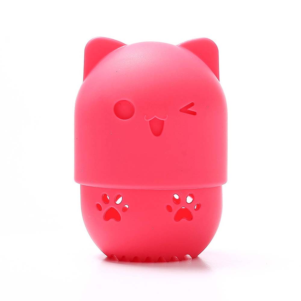 Travel portable silicone cat puff protective case makeup egg beauty tool capsule storage box 3