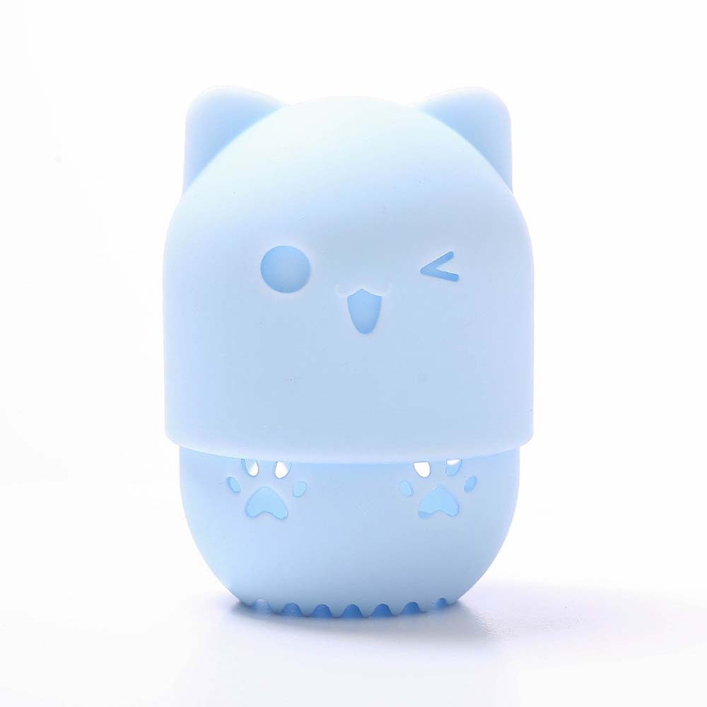 Travel portable silicone cat puff protective case makeup egg beauty tool capsule storage box 4