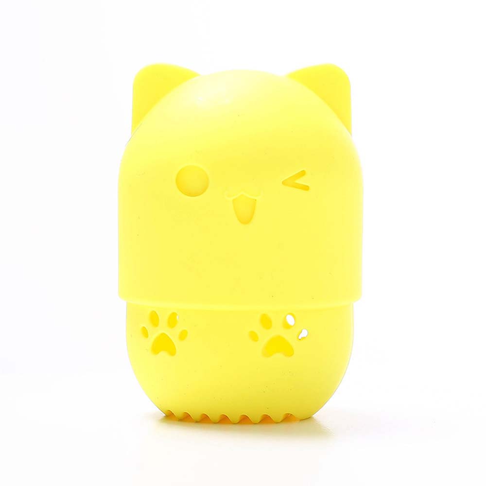 Travel portable silicone cat puff protective case makeup egg beauty tool capsule storage box 6