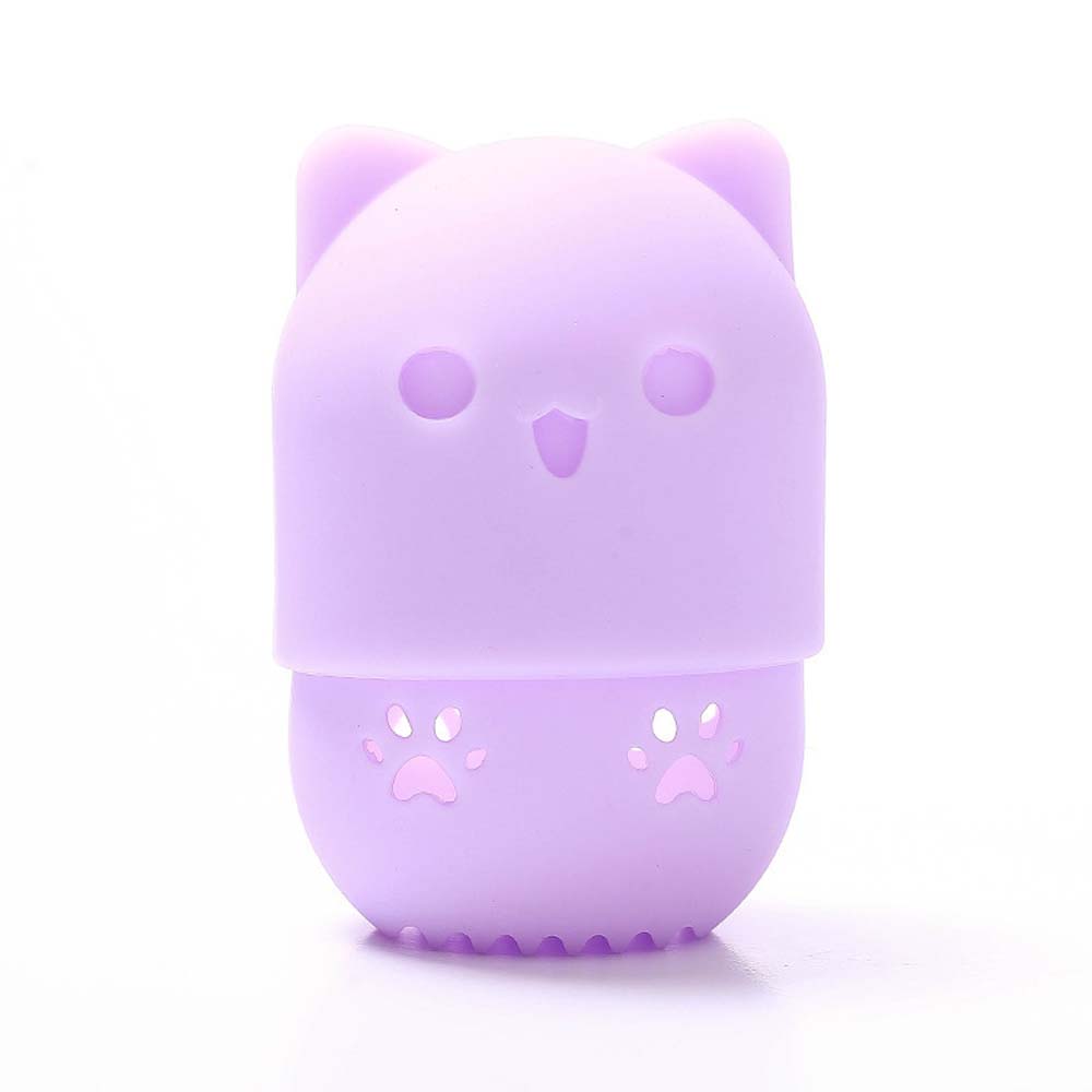 Travel portable silicone cat puff protective case makeup egg beauty tool capsule storage box 7