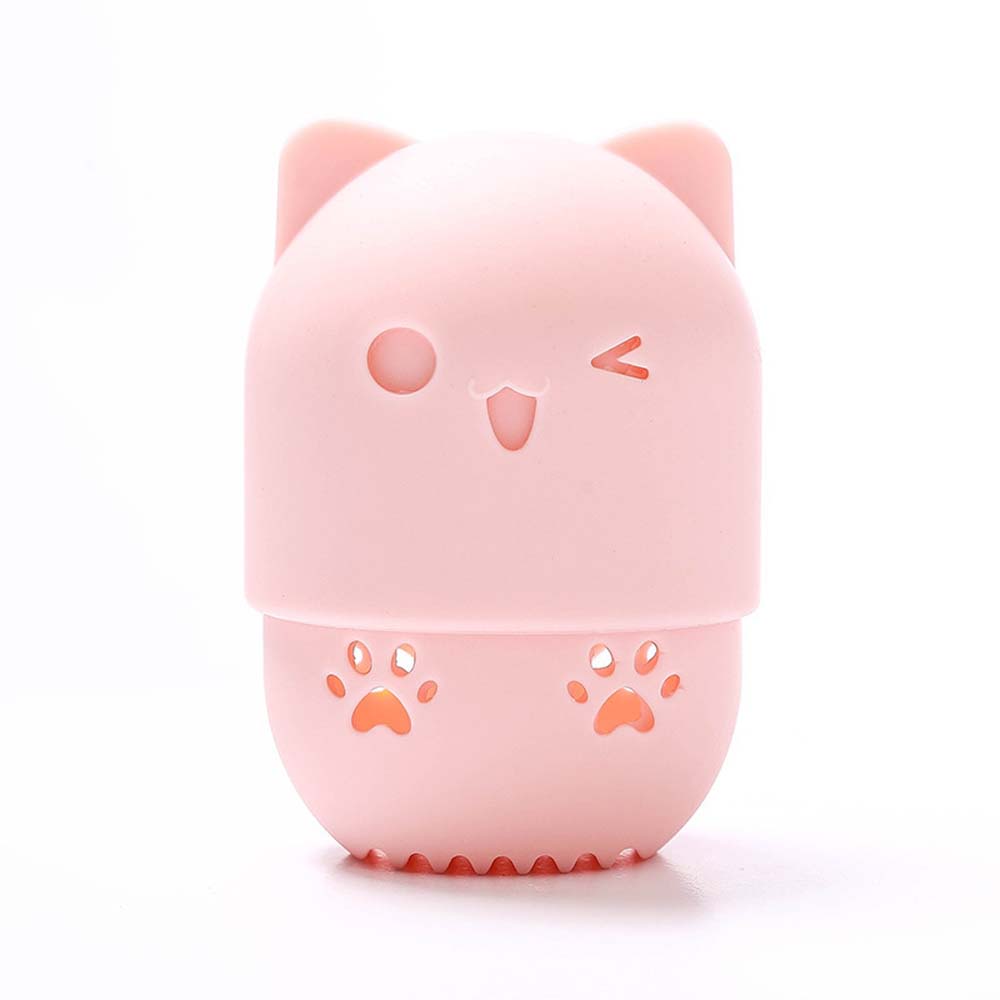 Travel portable silicone cat puff protective case makeup egg beauty tool capsule storage box 8
