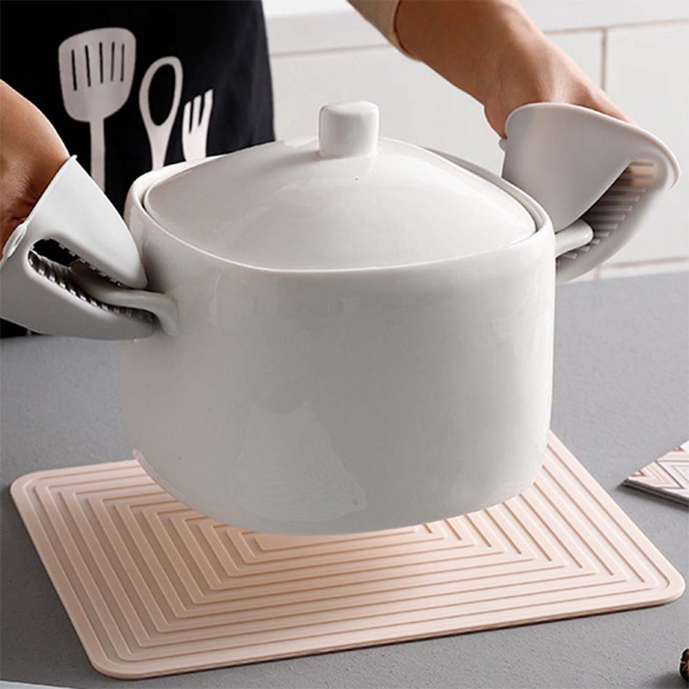 silicone pot mat square thickened heat insulation mat non-slip corrugated kitchen table mat