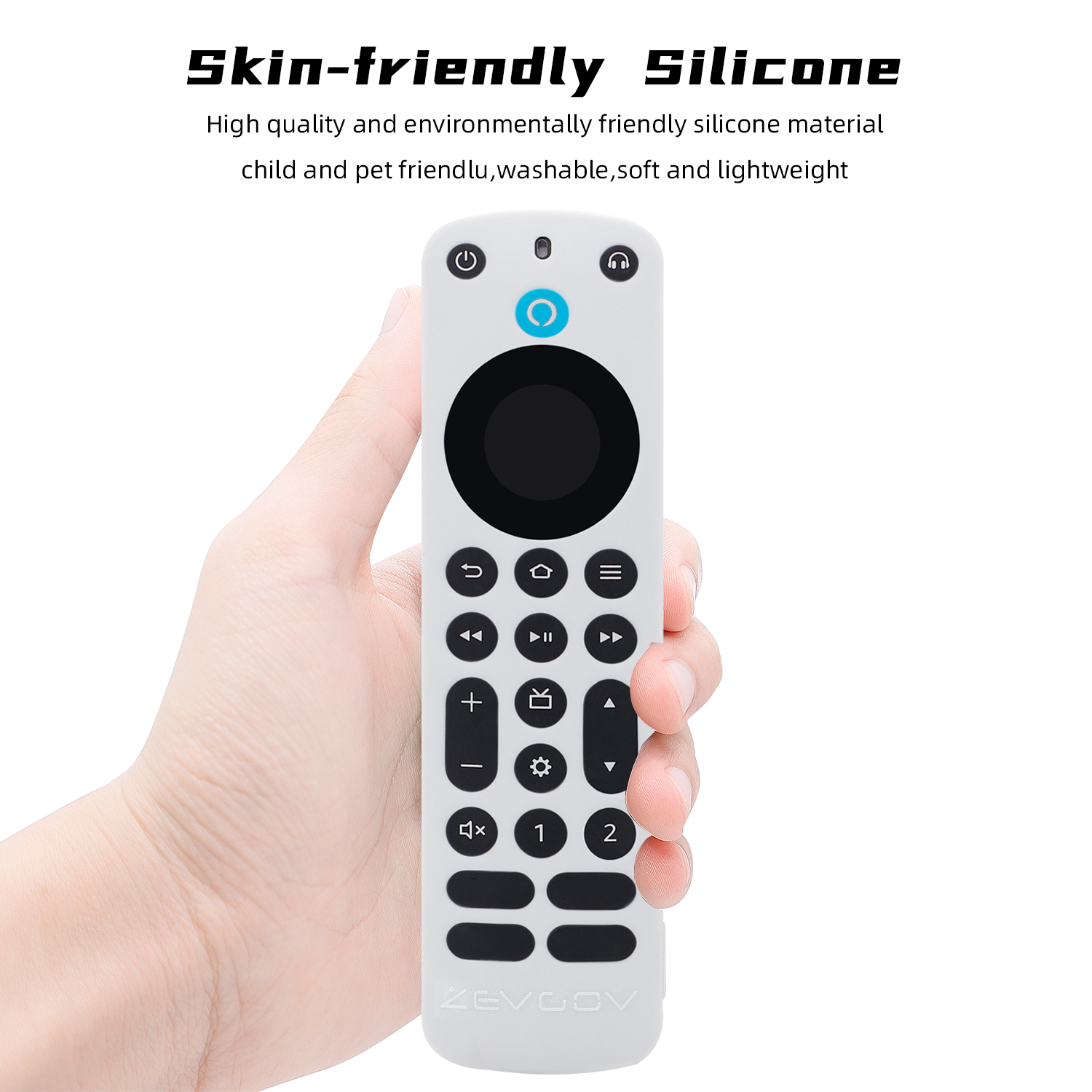 MingShore Case For Alexa Voice Remote Pro 2022 Cover Lanyard Holder Silicone Sleeve White 5