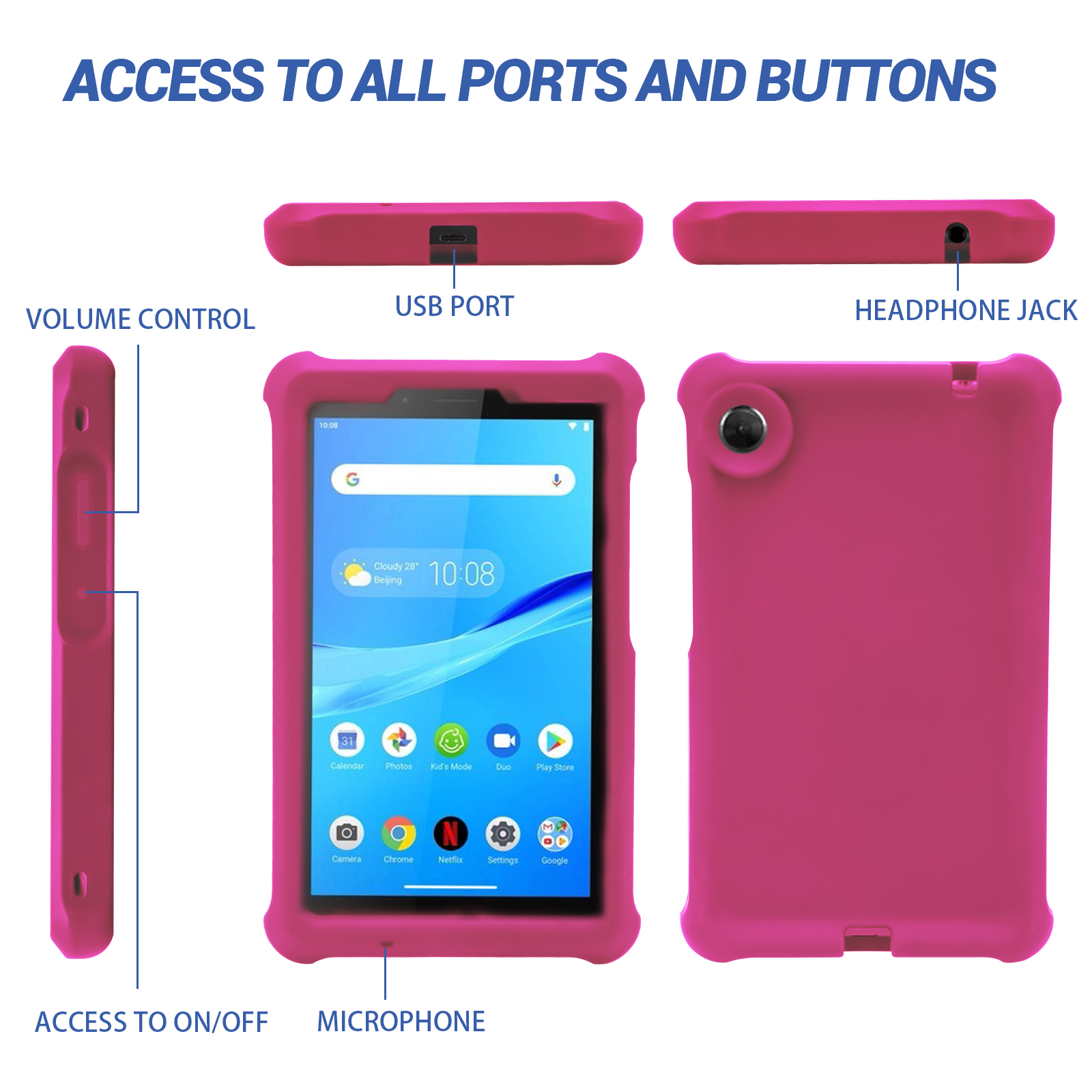 MingShore Case for Lenovo Tab M7 TB-7305F TB-7306F, Soft Heavy Duty Cover for Lenovo Tab M7 Gen 2 TB-7305F/X/I Tab M7 Gen 3 TB-7306F/X/I Kids Friendly Rugged Silicone Case (Raspberry) 6