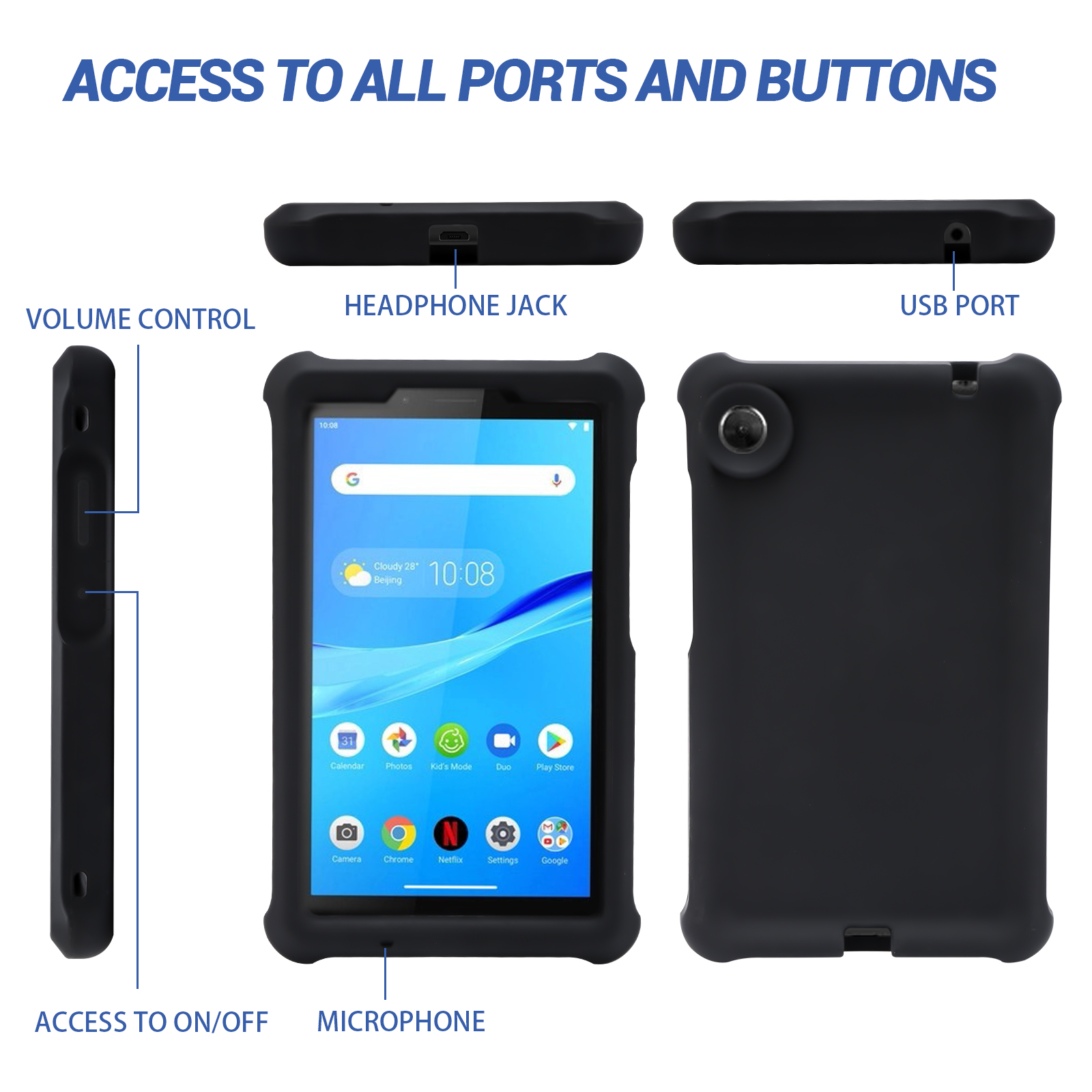 MingShore Case for Lenovo Tab M7 TB-7305F TB-7306F, Soft Heavy Duty Cover for Lenovo Tab M7 Gen 2 TB-7305F/X/I Tab M7 Gen 3 TB-7306F/X/I Kids Friendly Rugged Silicone Case (Black) 7