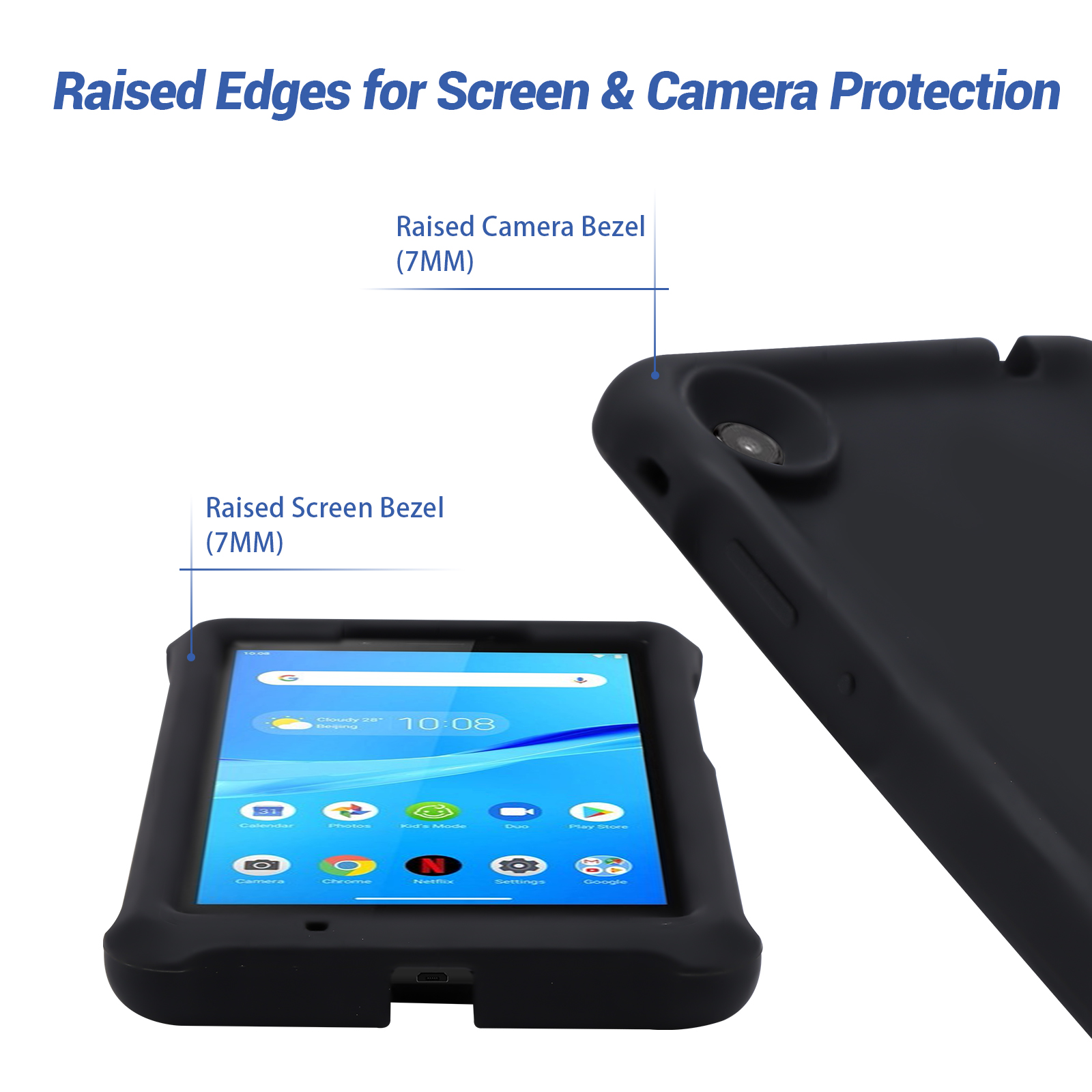 MingShore Case for Lenovo Tab M7 TB-7305F TB-7306F, Soft Heavy Duty Cover for Lenovo Tab M7 Gen 2 TB-7305F/X/I Tab M7 Gen 3 TB-7306F/X/I Kids Friendly Rugged Silicone Case (Black) 6