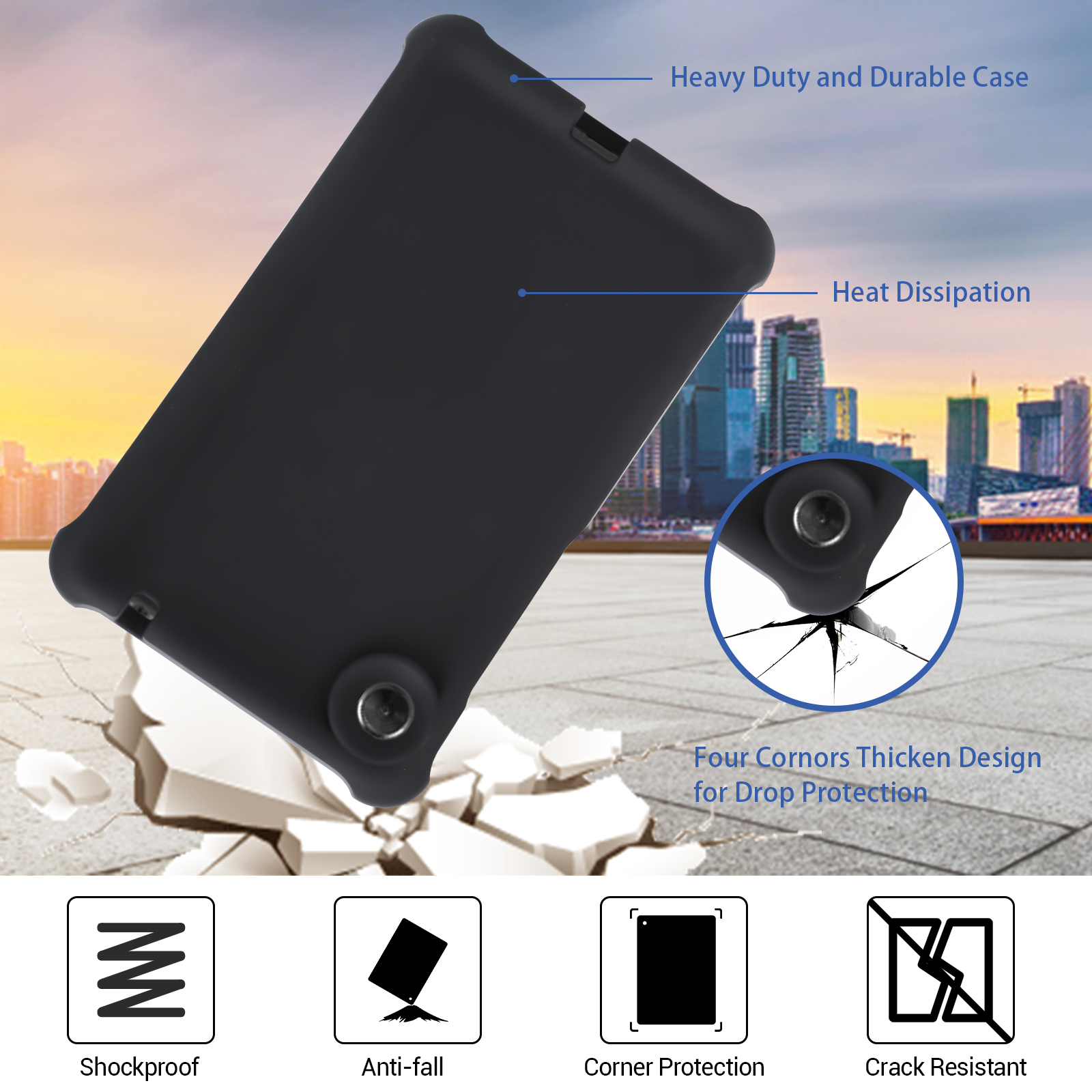 MingShore Case for Lenovo Tab M7 TB-7305F TB-7306F, Soft Heavy Duty Cover for Lenovo Tab M7 Gen 2 TB-7305F/X/I Tab M7 Gen 3 TB-7306F/X/I Kids Friendly Rugged Silicone Case (Black) 3