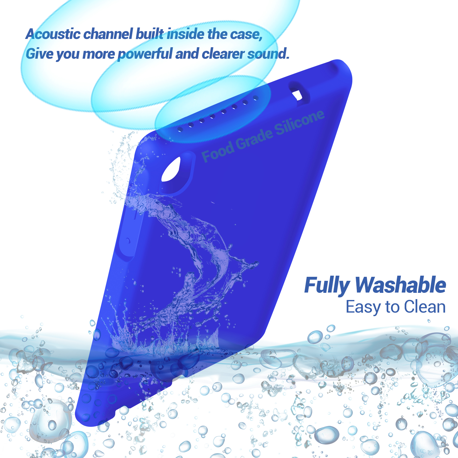 MingShore Universal For Lenovo Tab M8 HD,Smart Tab M8,Tab M8 FHD,Tab M8 3rd Gen 8.0 Inch Tablet Silicone Rubber Rear Bumper Kids Friendly Washable Durable Rugged Case Blue 4