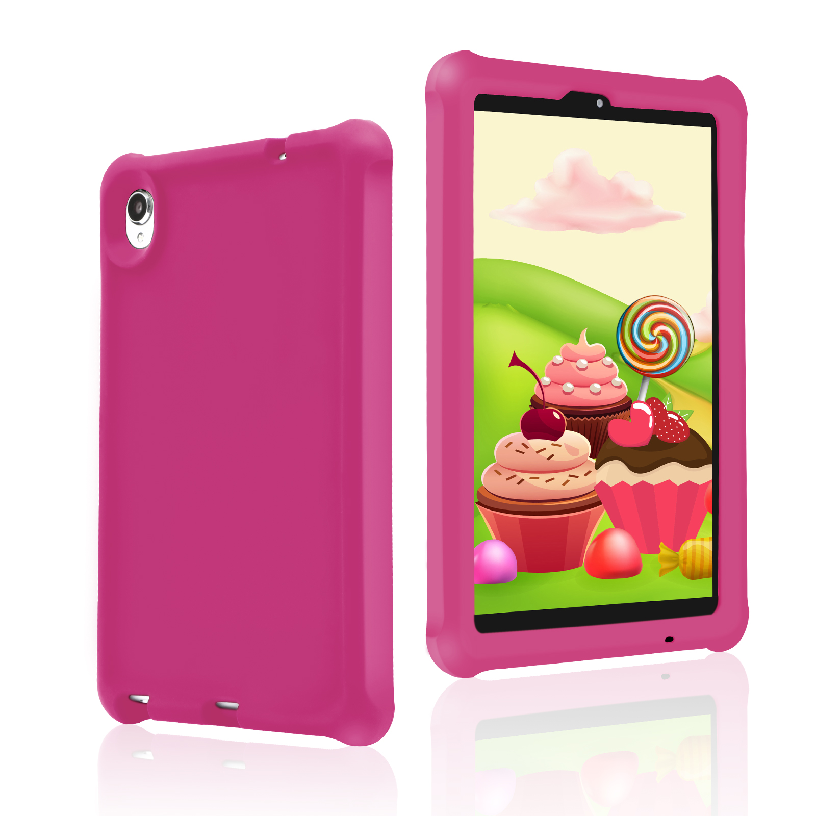 MingShore Universal For Lenovo Tab M8 HD,Smart Tab M8,Tab M8 FHD,Tab M8 3rd Gen 8.0 Inch Tablet Silicone Rubber Rear Bumper Kids Friendly Washable Durable Rugged Case Raspberry
