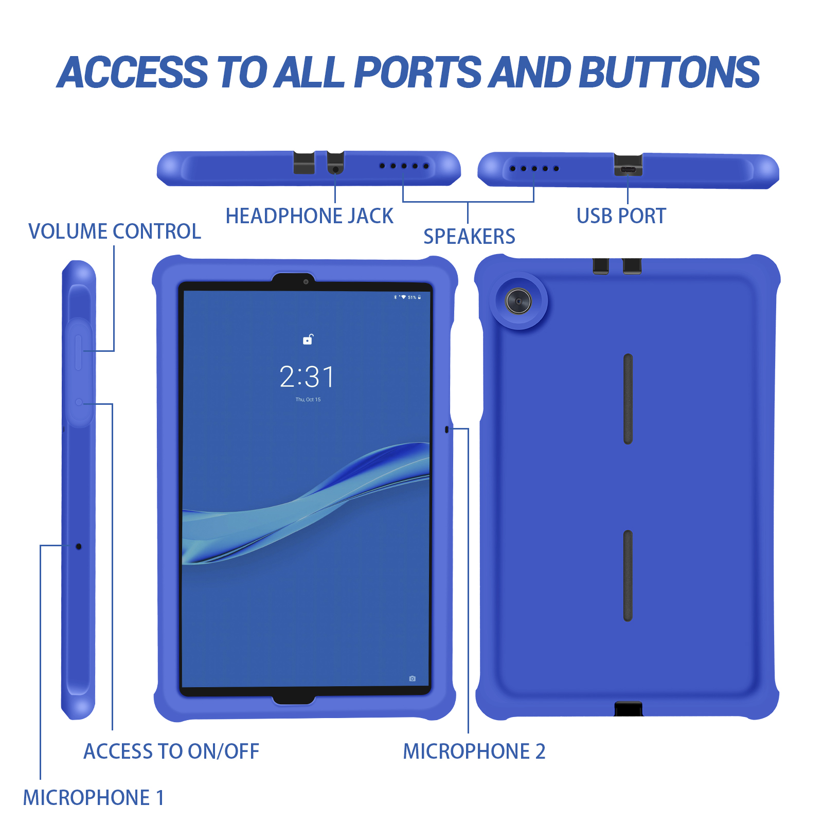 MingShore for Lenovo Tab M10 FHD Plus (2nd Gen) Silicone Rubber Rear Bumper TB-X606F TB-X606X TB-X606V TB-X606FA TB-X606XA M10 Plus 10.3 Inch Tablet Kids Friendly Rugged Bouncing Case (Blue) 2