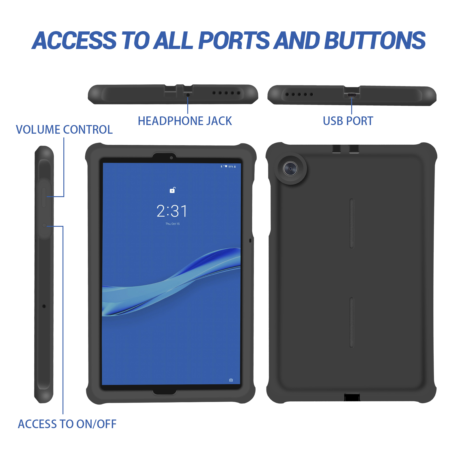 MingShore for Lenovo Tab M10 FHD Plus (2nd Gen) Silicone Rubber Rear Bumper TB-X606F TB-X606X TB-X606V TB-X606FA TB-X606XA M10 Plus 10.3 Inch Tablet Kids Friendly Rugged Bouncing Case (Black) 2