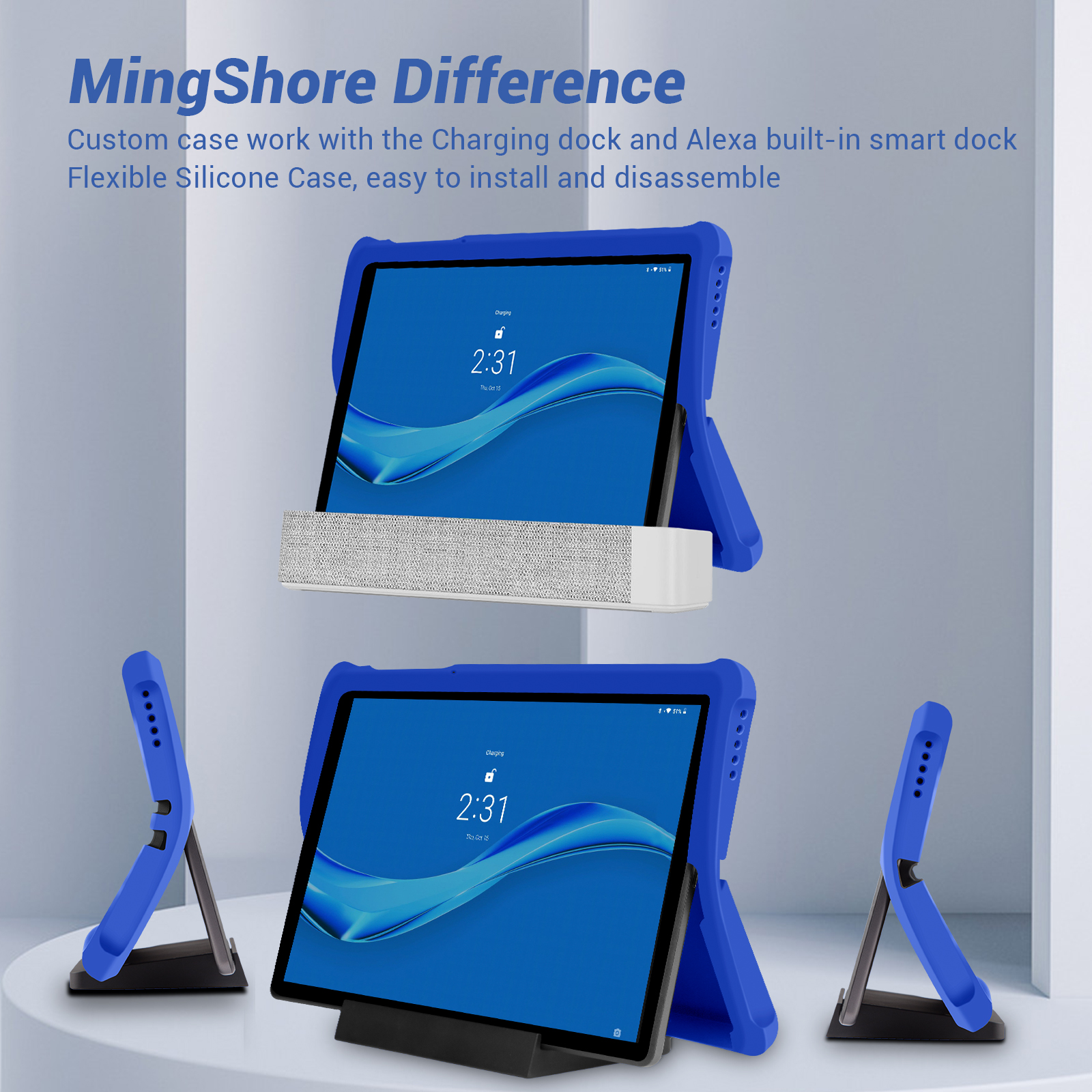 MingShore for Lenovo Tab M10 FHD Plus (2nd Gen) Silicone Rubber Rear Bumper TB-X606F TB-X606X TB-X606V TB-X606FA TB-X606XA M10 Plus 10.3 Inch Tablet Kids Friendly Rugged Bouncing Case (Blue) 7