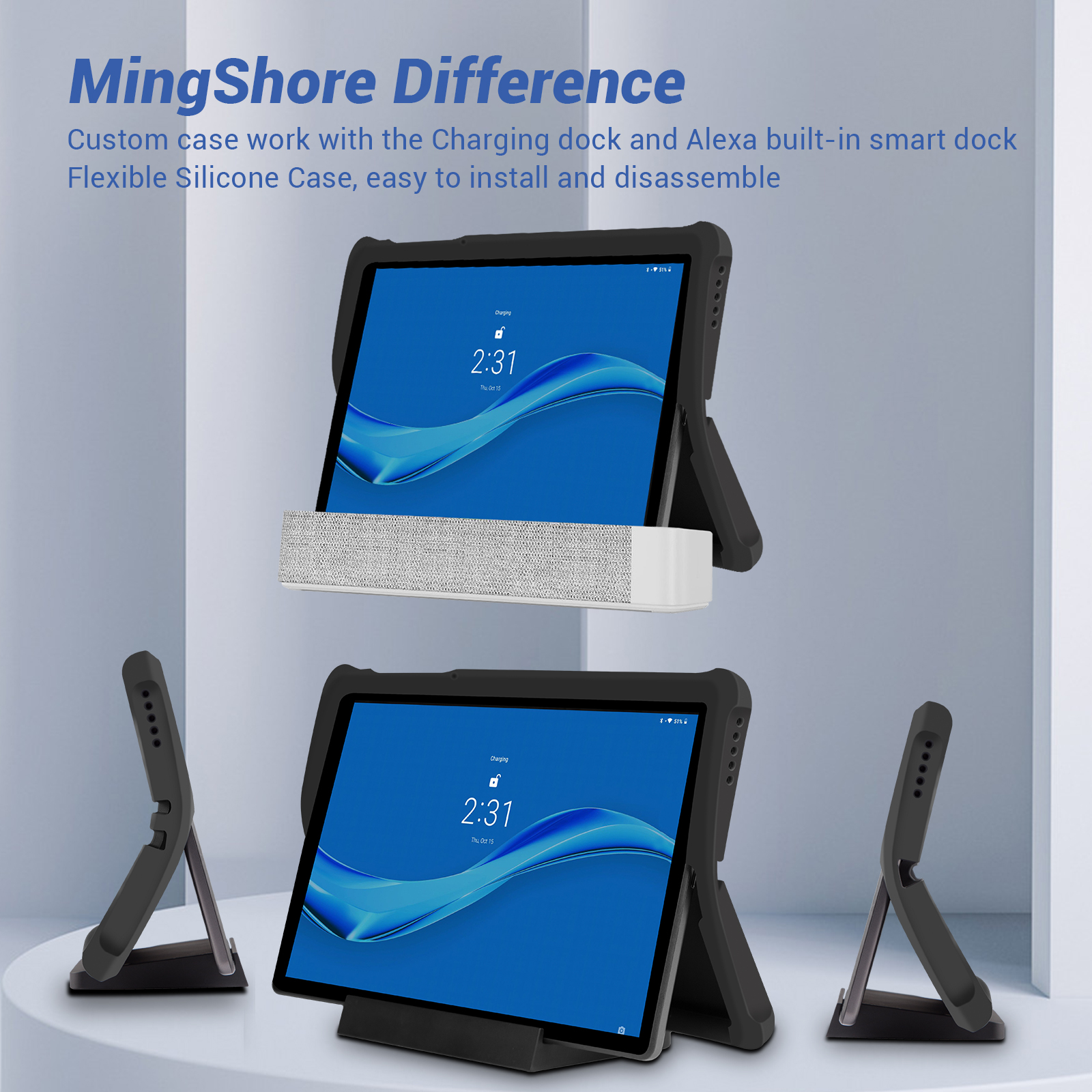 MingShore for Lenovo Tab M10 FHD Plus (2nd Gen) Silicone Rubber Rear Bumper TB-X606F TB-X606X TB-X606V TB-X606FA TB-X606XA M10 Plus 10.3 Inch Tablet Kids Friendly Rugged Bouncing Case (Black) 7
