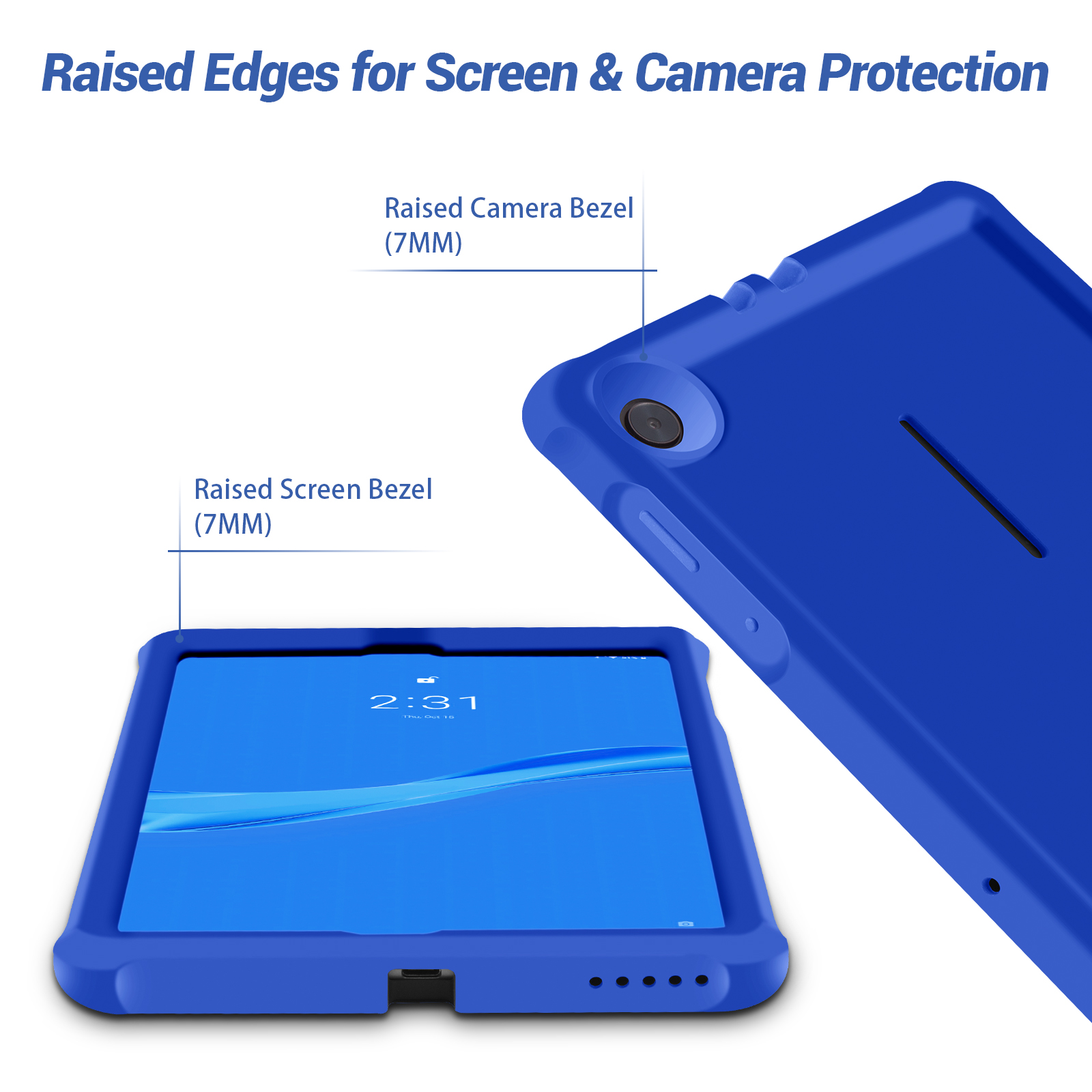 MingShore for Lenovo Tab M10 FHD Plus (2nd Gen) Silicone Rubber Rear Bumper TB-X606F TB-X606X TB-X606V TB-X606FA TB-X606XA M10 Plus 10.3 Inch Tablet Kids Friendly Rugged Bouncing Case (Blue) 5
