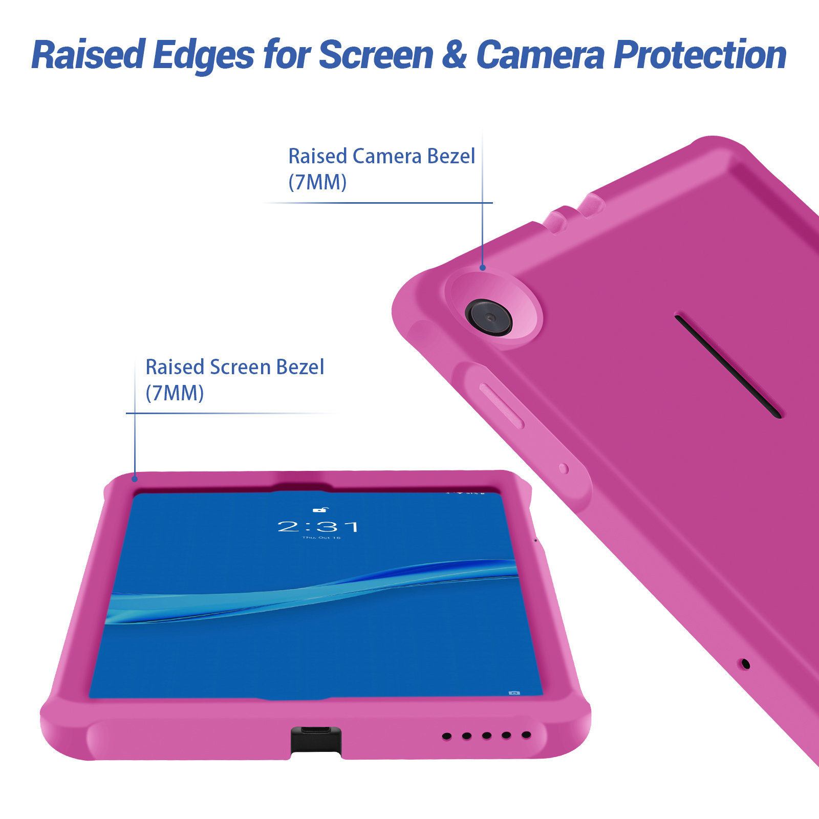 MingShore for Lenovo Tab M10 FHD Plus (2nd Gen) Silicone Rubber Rear Bumper TB-X606F TB-X606X TB-X606V TB-X606FA TB-X606XA M10 Plus 10.3 Inch Tablet Kids Friendly Rugged Bouncing Case (Raspberry) 5