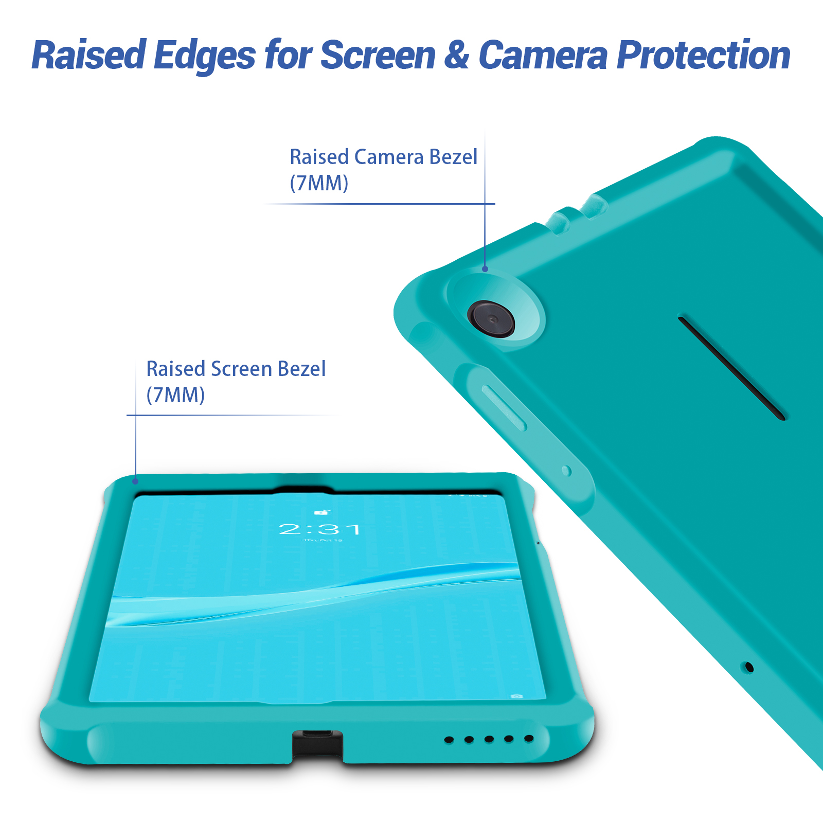 MingShore for Lenovo Tab M10 FHD Plus (2nd Gen) Silicone Rubber Rear Bumper TB-X606F TB-X606X TB-X606V TB-X606FA TB-X606XA M10 Plus 10.3 Inch Tablet Kids Friendly Rugged Bouncing Case (Turquoise) 5