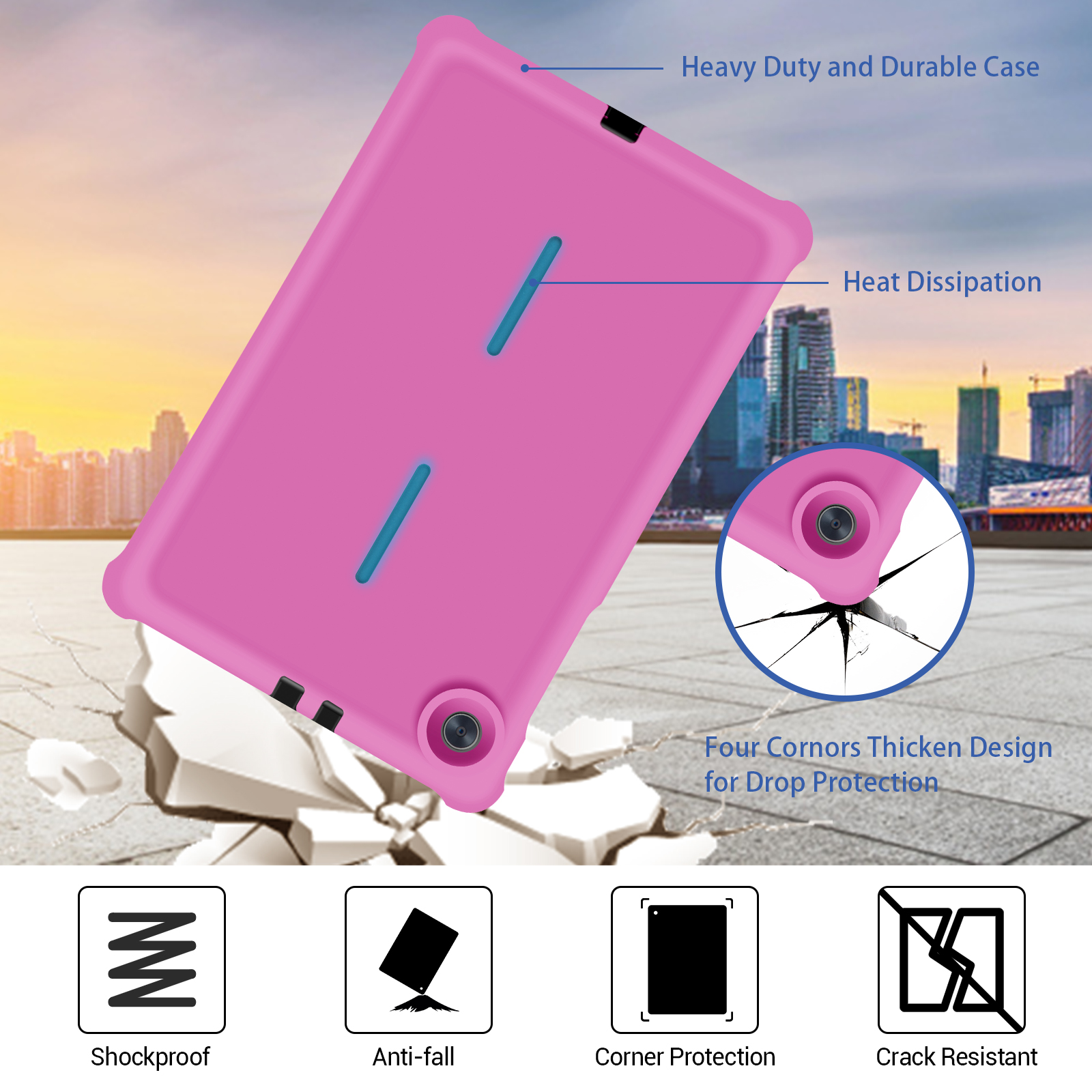 MingShore for Lenovo Tab M10 FHD Plus (2nd Gen) Silicone Rubber Rear Bumper TB-X606F TB-X606X TB-X606V TB-X606FA TB-X606XA M10 Plus 10.3 Inch Tablet Kids Friendly Rugged Bouncing Case (Raspberry) 4