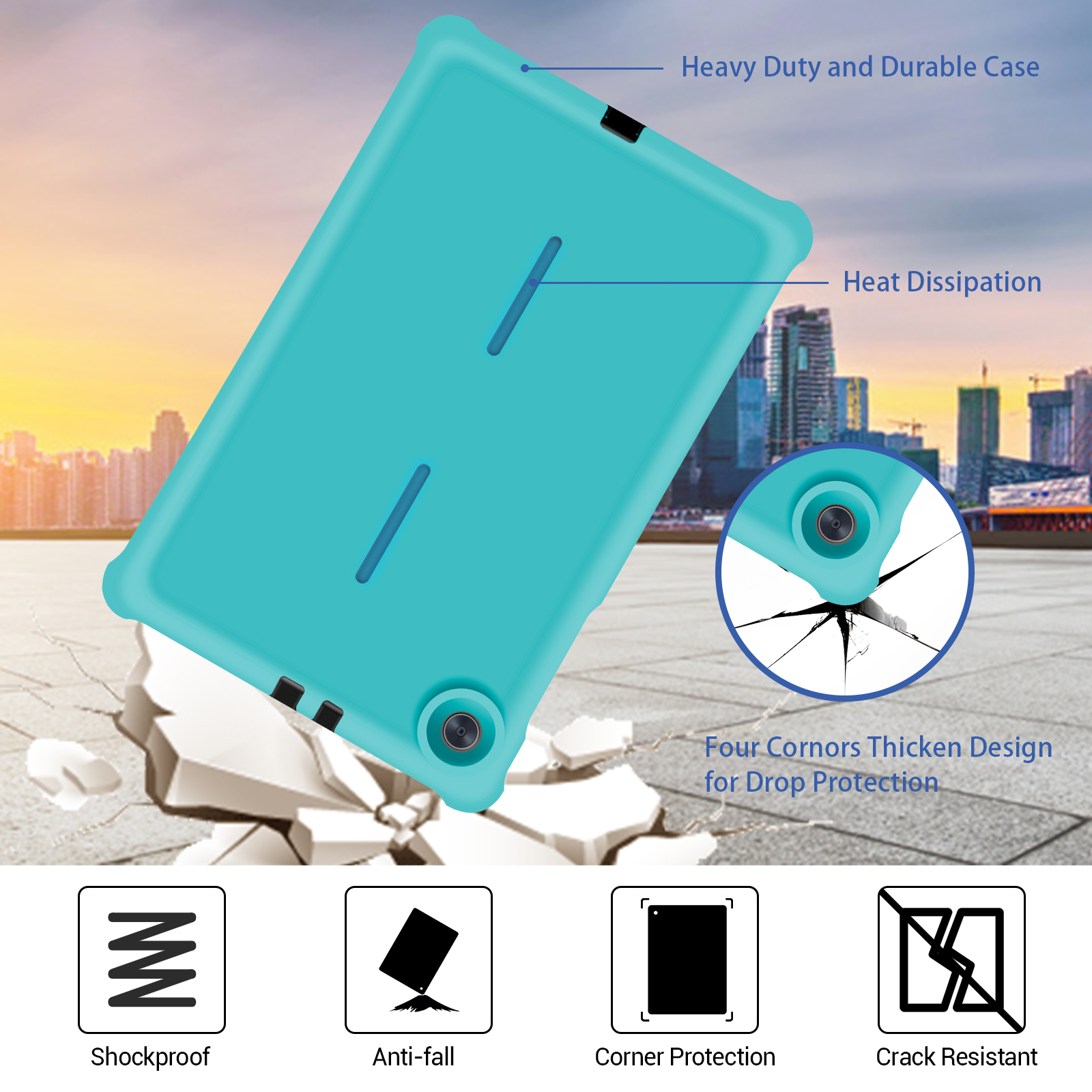 MingShore for Lenovo Tab M10 FHD Plus (2nd Gen) Silicone Rubber Rear Bumper TB-X606F TB-X606X TB-X606V TB-X606FA TB-X606XA M10 Plus 10.3 Inch Tablet Kids Friendly Rugged Bouncing Case (Turquoise) 4