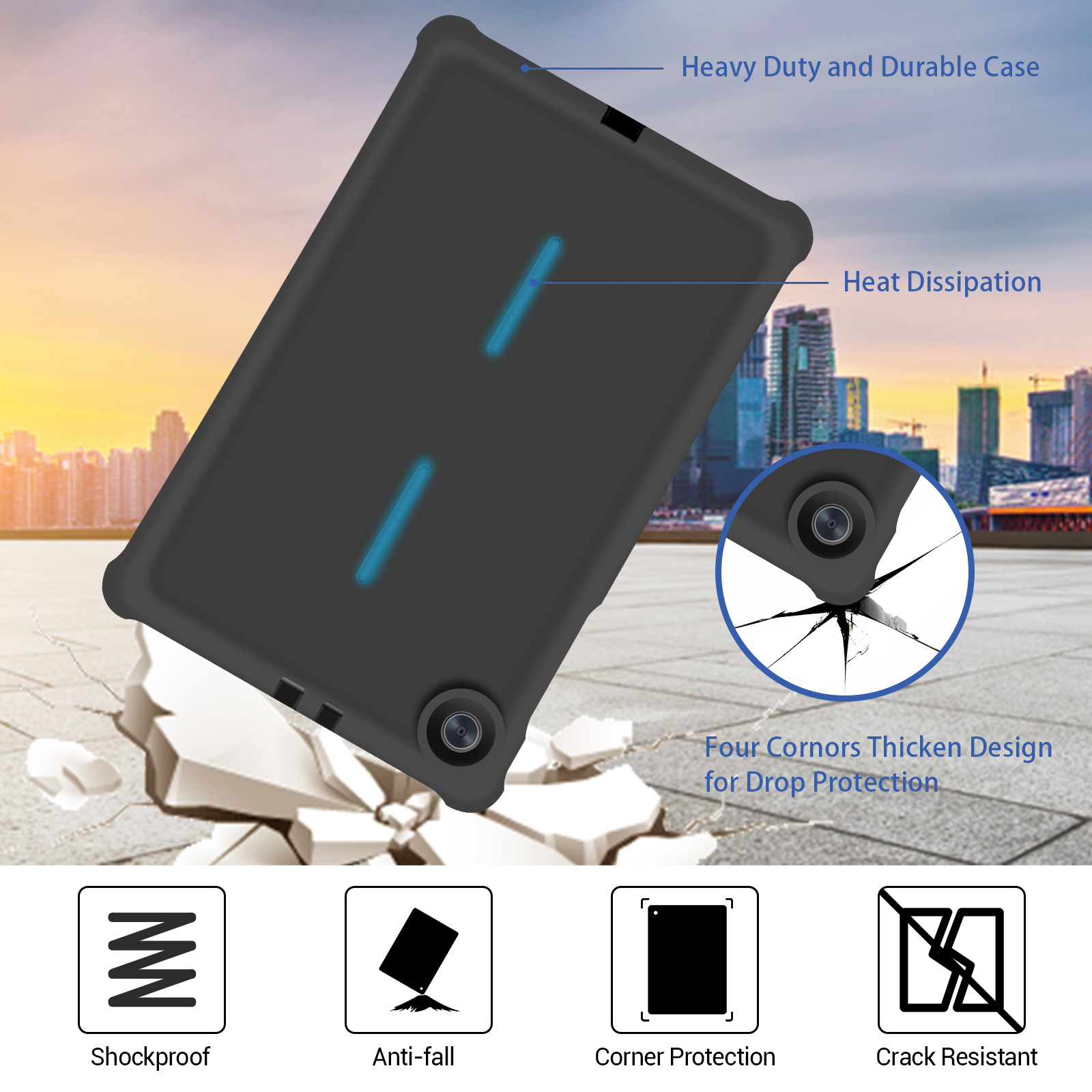 MingShore for Lenovo Tab M10 FHD Plus (2nd Gen) Silicone Rubber Rear Bumper TB-X606F TB-X606X TB-X606V TB-X606FA TB-X606XA M10 Plus 10.3 Inch Tablet Kids Friendly Rugged Bouncing Case (Black) 4