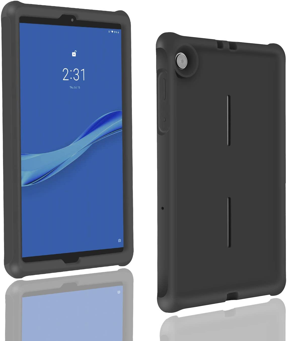 MingShore for Lenovo Tab M10 FHD Plus (2nd Gen) Silicone Rubber Rear Bumper TB-X606F TB-X606X TB-X606V TB-X606FA TB-X606XA M10 Plus 10.3 Inch Tablet Kids Friendly Rugged Bouncing Case (Black)