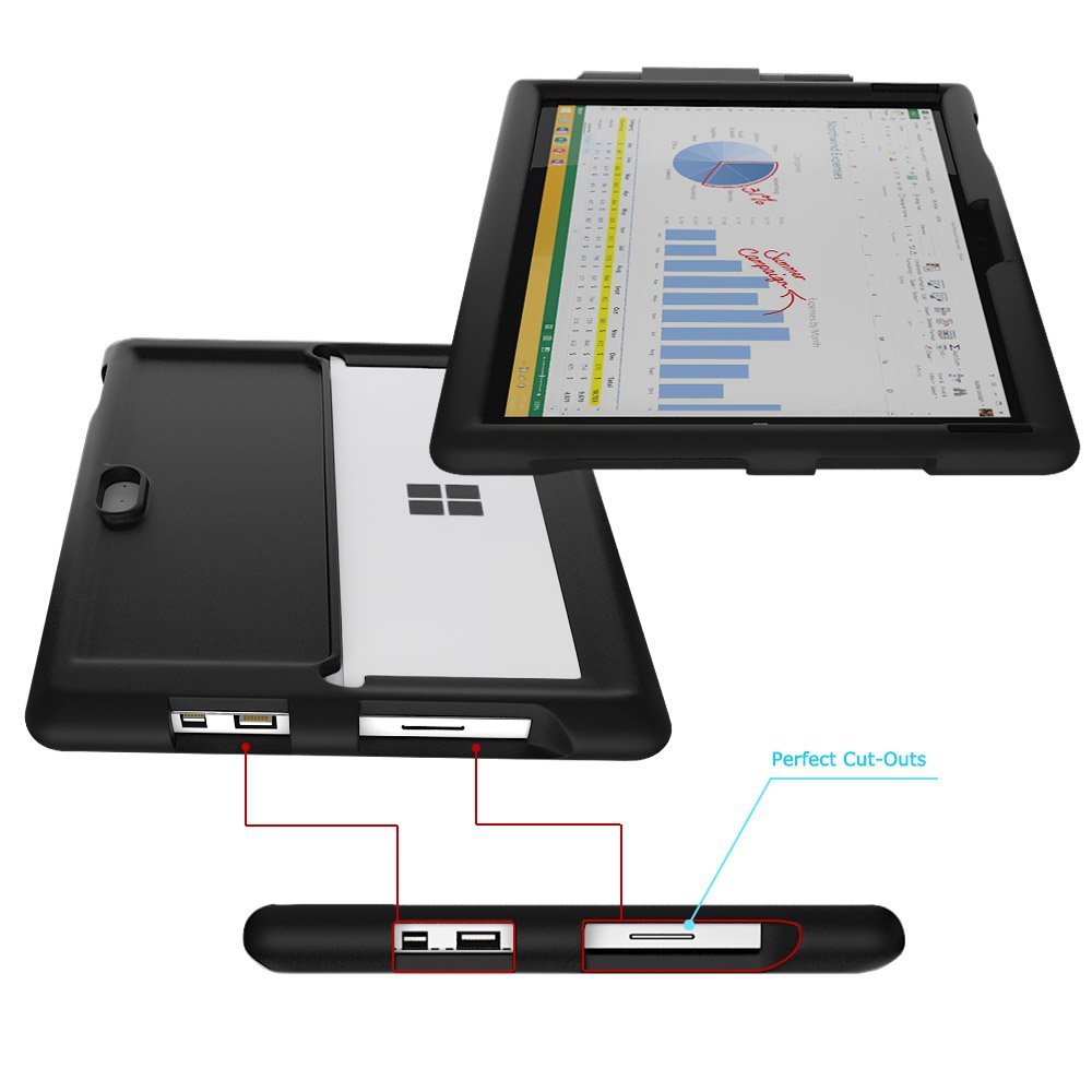 MingShore Microsoft Surface Pro 4 Silicone Rugged Case With Built-in Pen Holer Also Fits to Surface Pro 3 and New Surface Pro (2017) Cover 3