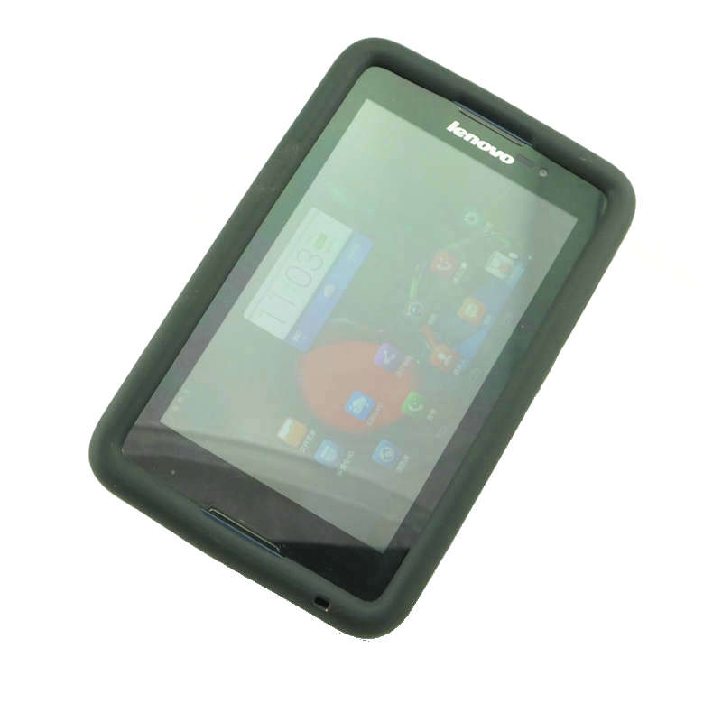 MingShore for Lenovo A7-50 A3500 Silicone Rubber Rear Bumper Released 2014 A3500F-HV-H 7.0 Inch Tablet Handstrap Kids Friendly Washable Durable Rugged Case BLACK 3