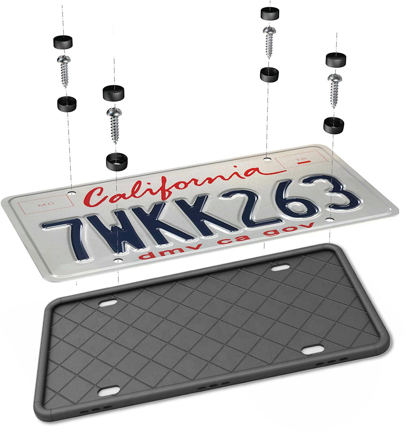 MingShore Custom US CA Silicone License Plate Frame 2 PCs Yellow 3