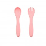 Pure silicone for kids Kids eating training spoon fork set Feeding spoon soup spoon complementary food tableware