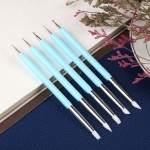 Silicone pen nail engraving embossing pen double end dot dot needle point drill pen set soft clay tool retouching pen